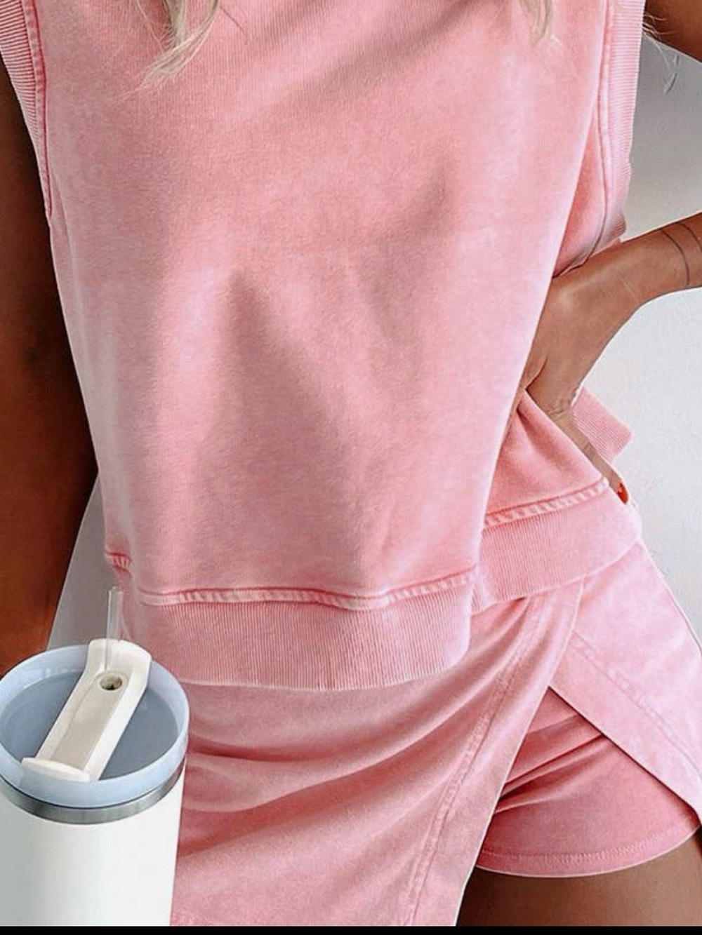 Pink Sleeveless Sweat Top with Matching Skort